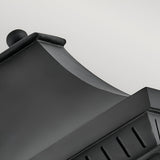 Close-up of the Chapel Hill 2 Light Outdoor Half Wall Lantern in black, featuring a curved roof and sleek lines, set against a plain light grey background.