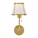 Clarke 1 Wall Light With Pull Switch - Darkened Brass & Ivory Linen Shade