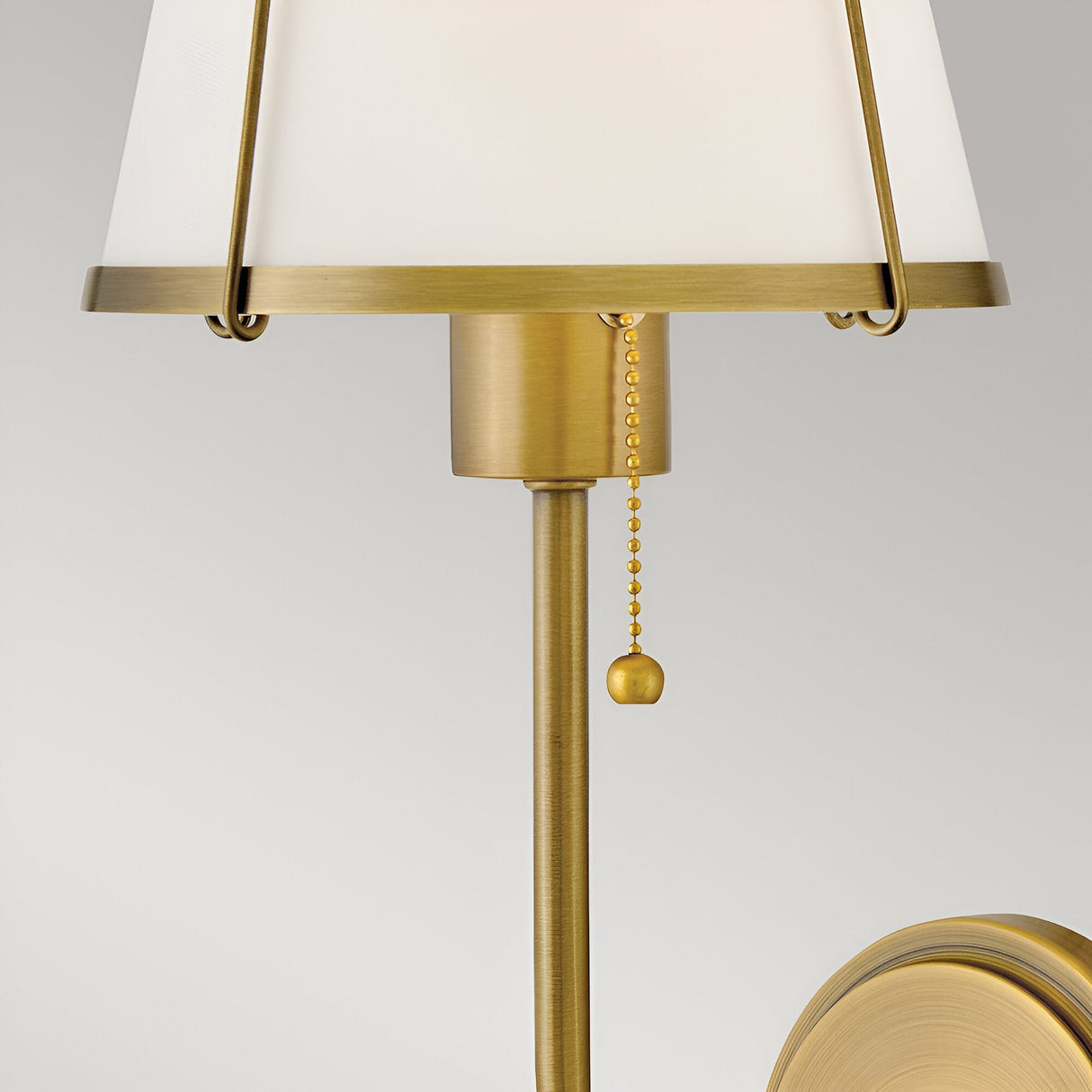 Clarke 1 Wall Light With Pull Switch - Darkened Brass & Ivory Linen Shade