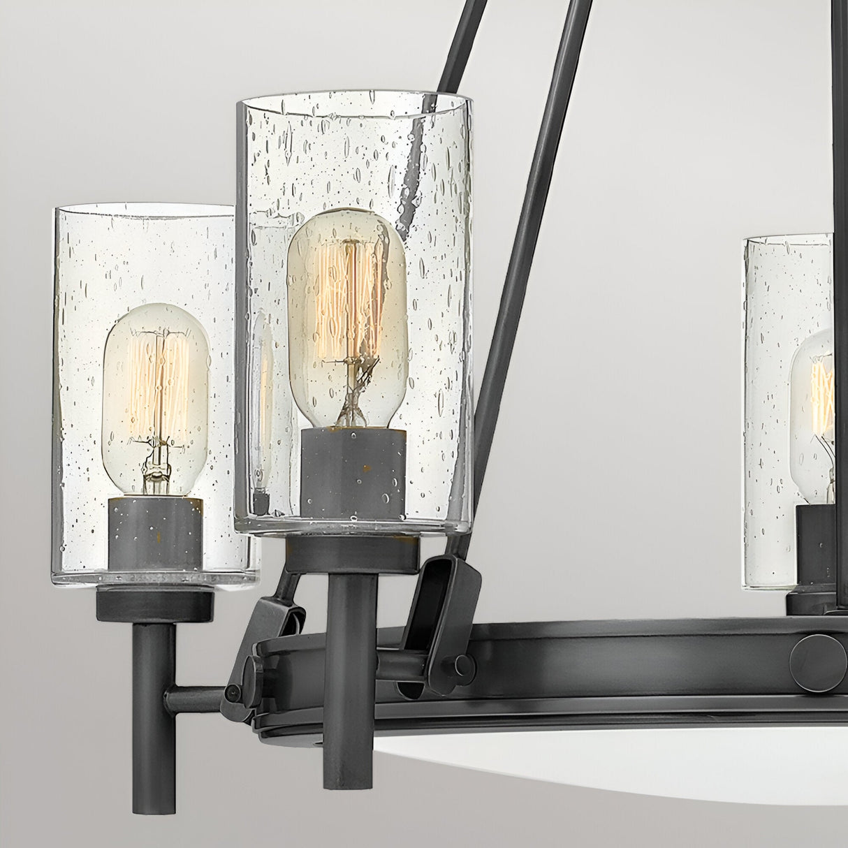 Collier 5 Light Clear Seeded Glass Chandelier - Black Oxide
