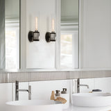 Ellison 1 Light Bathroom Wall Light - Black With Brushed Nickel