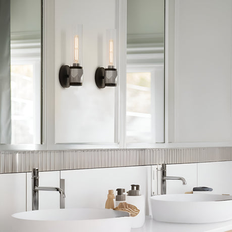 Ellison 1 Light Bathroom Wall Light - Black With Brushed Nickel