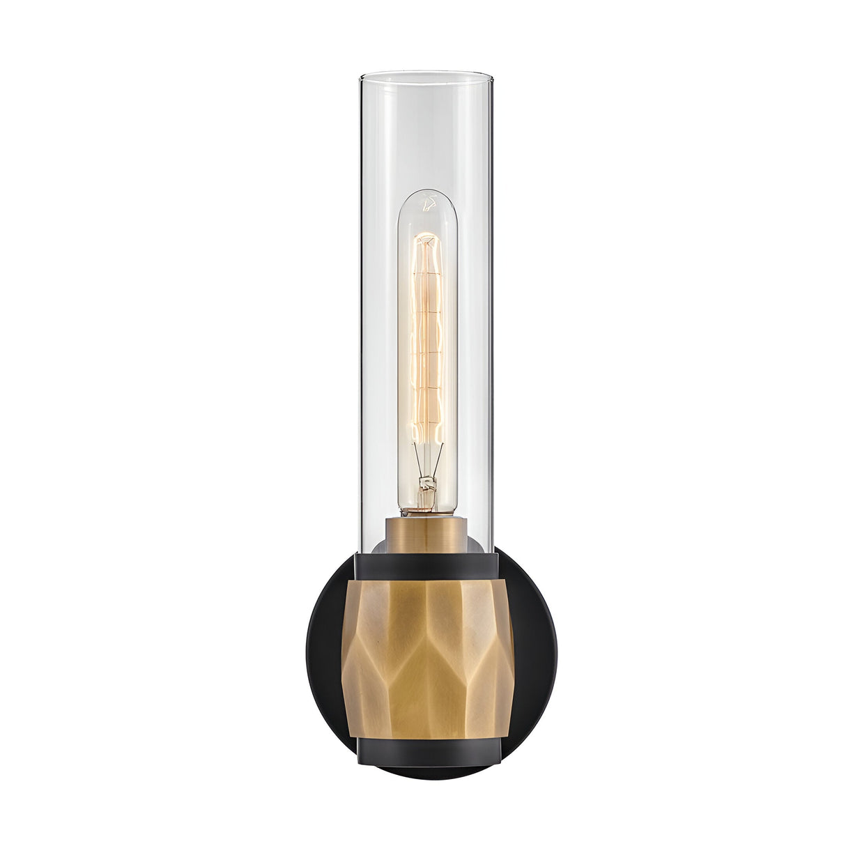 Ellison 1 Light Bathroom Wall Light - Black With Heritage Brass