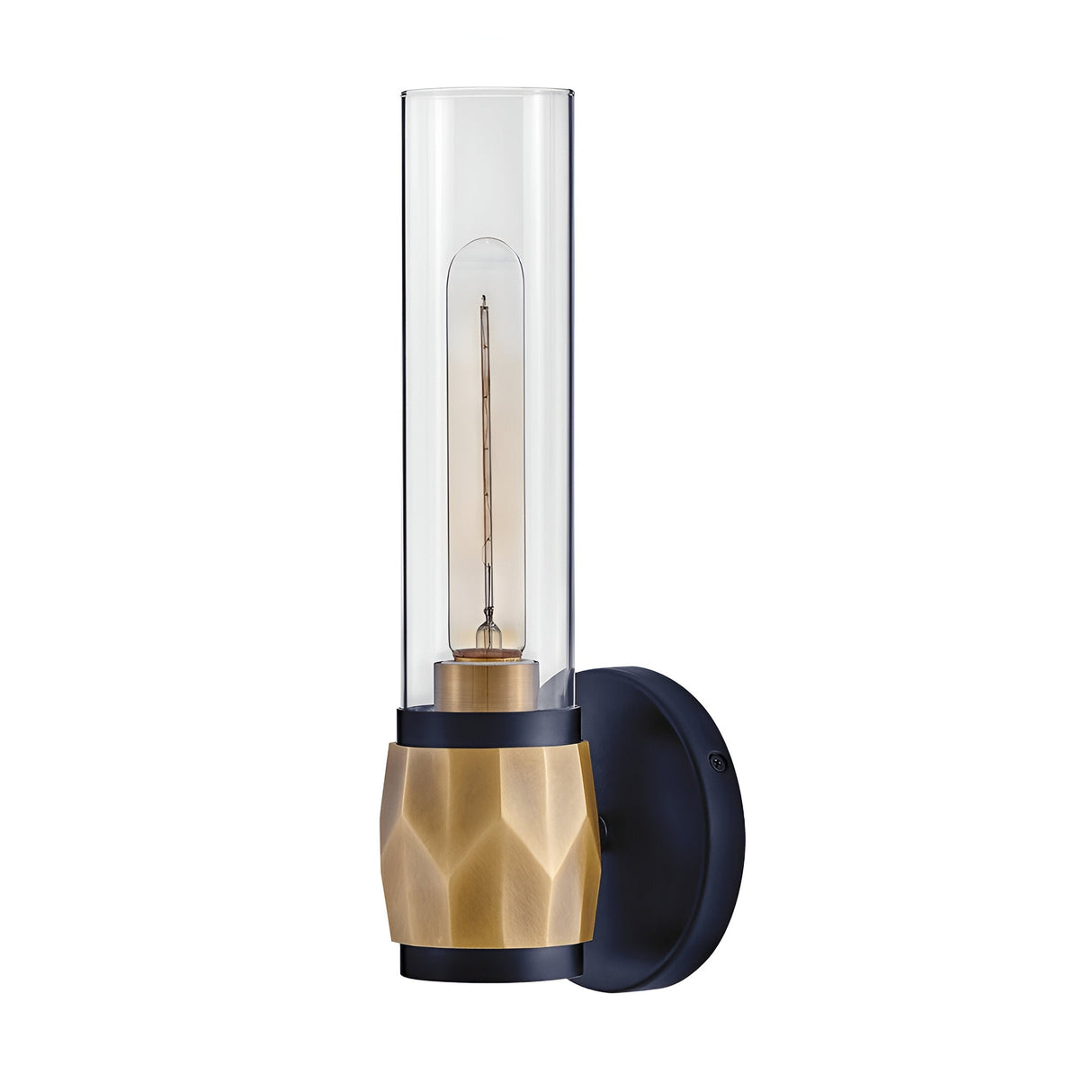 Ellison 1 Light Bathroom Wall Light - Black With Heritage Brass