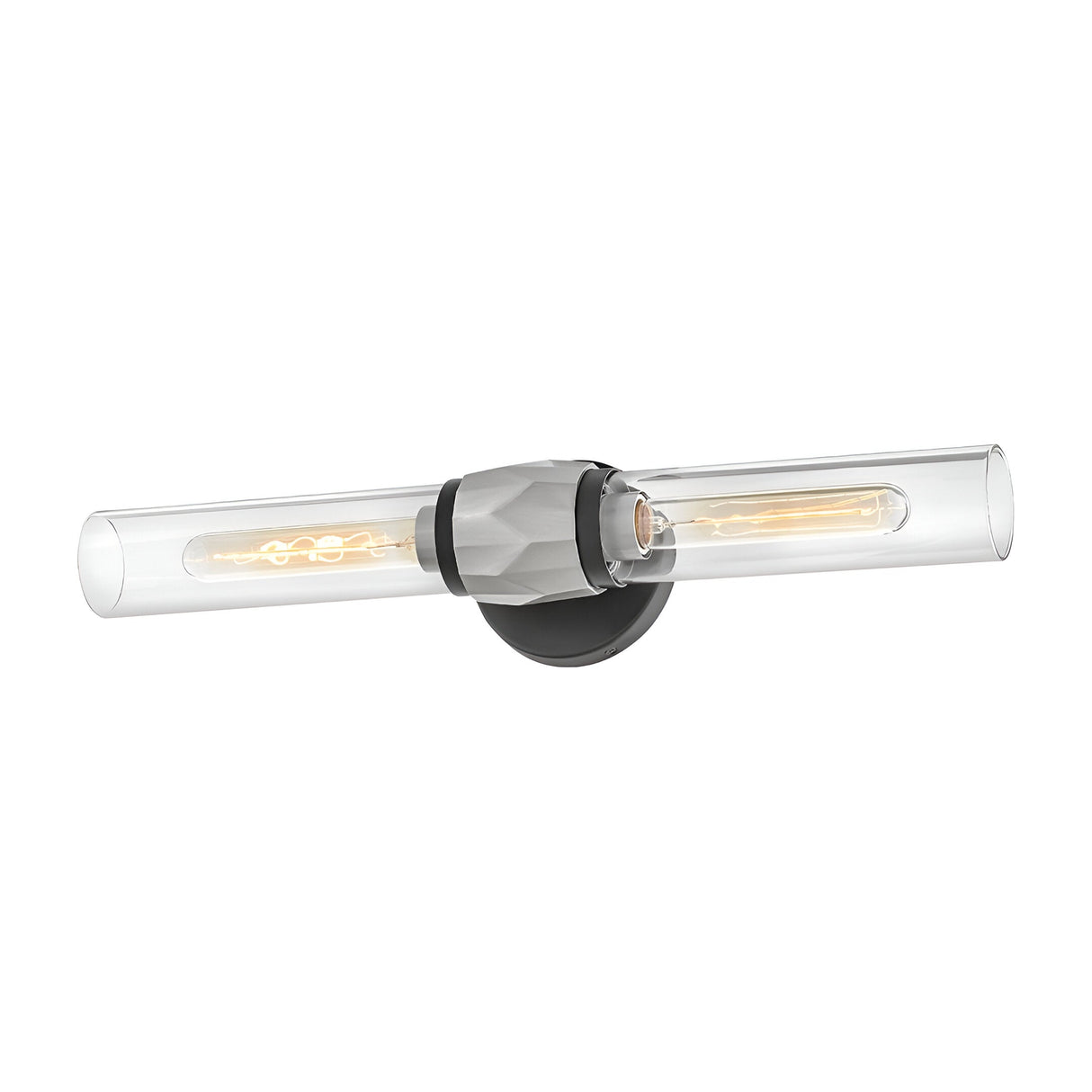 Ellison 2 Light Bathroom Mirror Light - Black With Brushed Nickel
