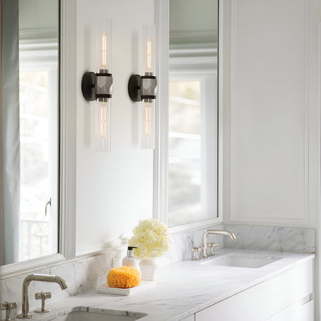 Ellison 2 Light Bathroom Mirror Light - Black With Brushed Nickel