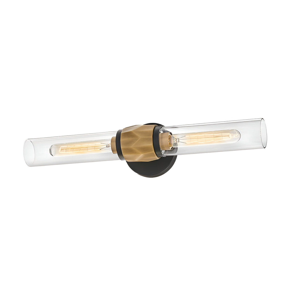 Ellison 2 Light Bathroom Mirror Light - Black With Heritage Brass