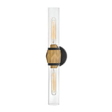 Ellison 2 Light Bathroom Mirror Light - Black With Heritage Brass