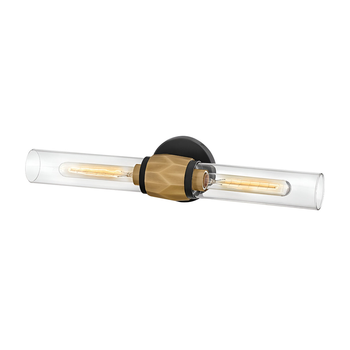 Ellison 2 Light Bathroom Mirror Light - Black With Heritage Brass