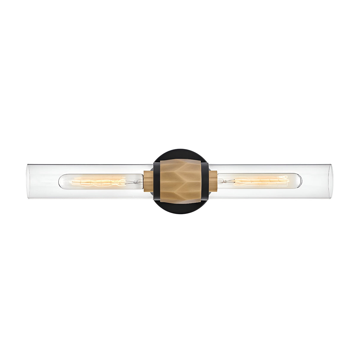 Ellison 2 Light Bathroom Mirror Light - Black With Heritage Brass