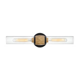 Ellison 2 Light Bathroom Mirror Light - Black With Heritage Brass