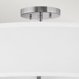 Introducing the Graham 4 Light Duo-Mount Pendant/Semi-Flush, featuring a polished nickel base and a minimalist design. This modern fixture elegantly enhances your decor with its stylish touch and versatile mounting options.