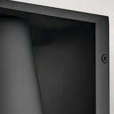 Close-up of the Coastal 1 Light Small Outdoor Wall Lantern in Textured Black, showing its smooth, curved design with a recessed corner and visible screw on the right edge, set against a plain light background.