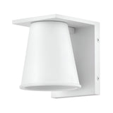 The Coastal 1 Light Small Outdoor Wall Lantern in textured white features a conical shade on a rectangular backplate. Inspired by coastal outdoor lighting, this minimalist sconce offers a smooth matte finish for versatile style.