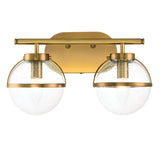 Hollis 2 Light Wall Light - Heritage Brass