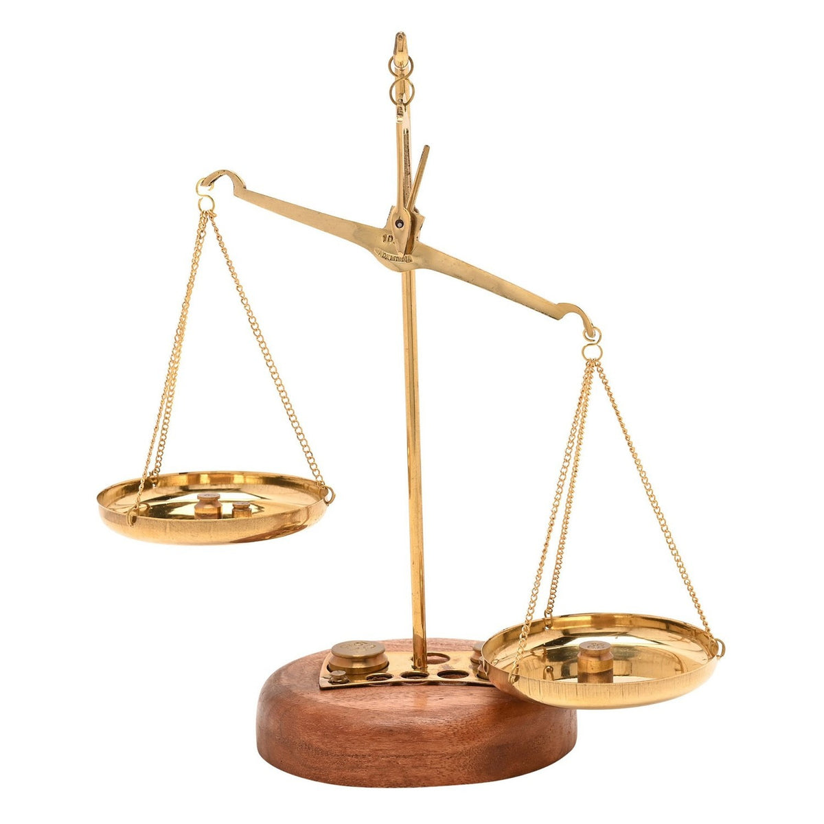 Weighing Scales with Hanging Pans and Gram Weights - Brass