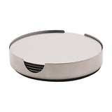 6 Piece Stainless Steel Coaster Set with Holder - Silver