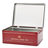Official Man Tin Metal Storage Box with Hinged Lid - Red