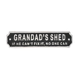 Grandad's Shed Metal Wall Plaque with Fixing Holes - Silver