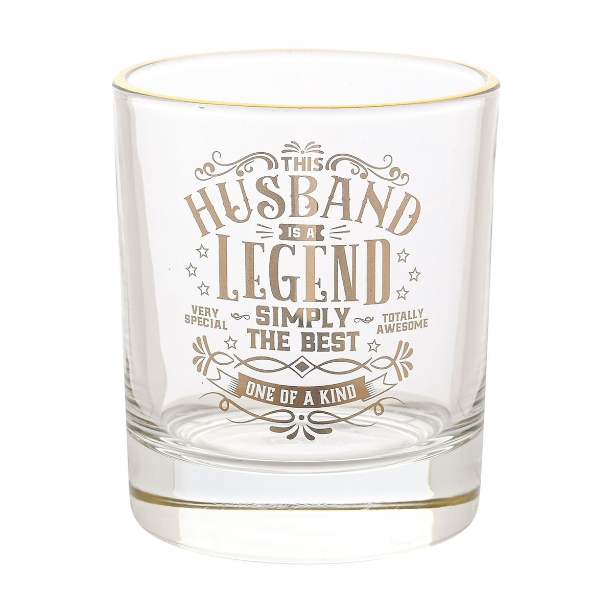 This Husband Is A Legend Glass Tumbler with Gold Rim - Clear