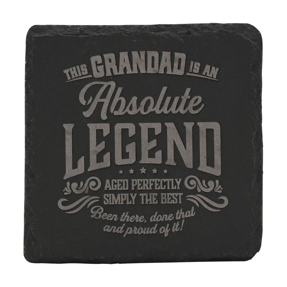 Grandad Absolute Legend Square Slate Drinks Coaster - Black