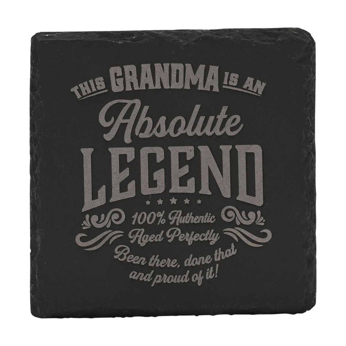 This Grandma Is An Absolute Legend Slate Coaster - Black