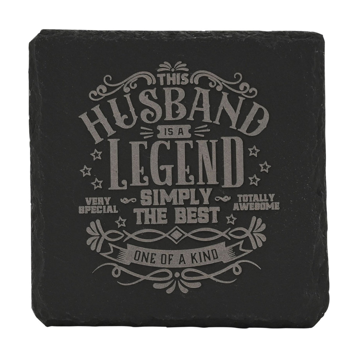 This Husband Is A Legend Square Slate Coaster 10cm - Black
