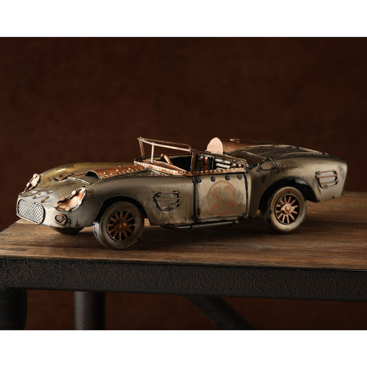 Vintage Convertible Car Metal Ornament Figurine - Bronze