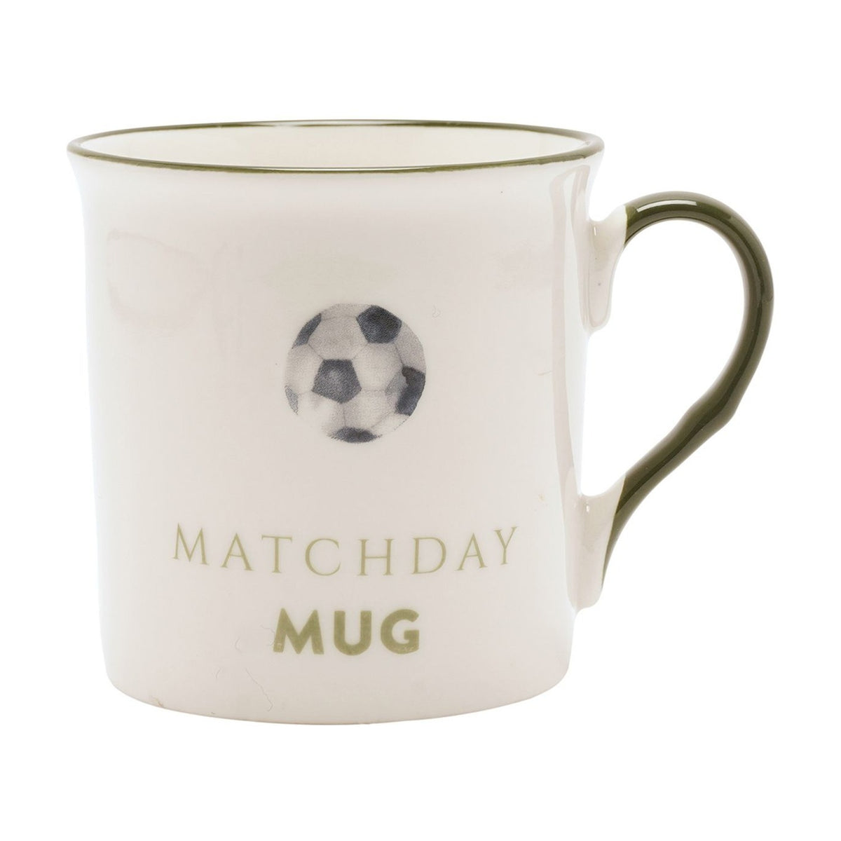 Matchday Football Porcelain Mug with Green Trim - Cream