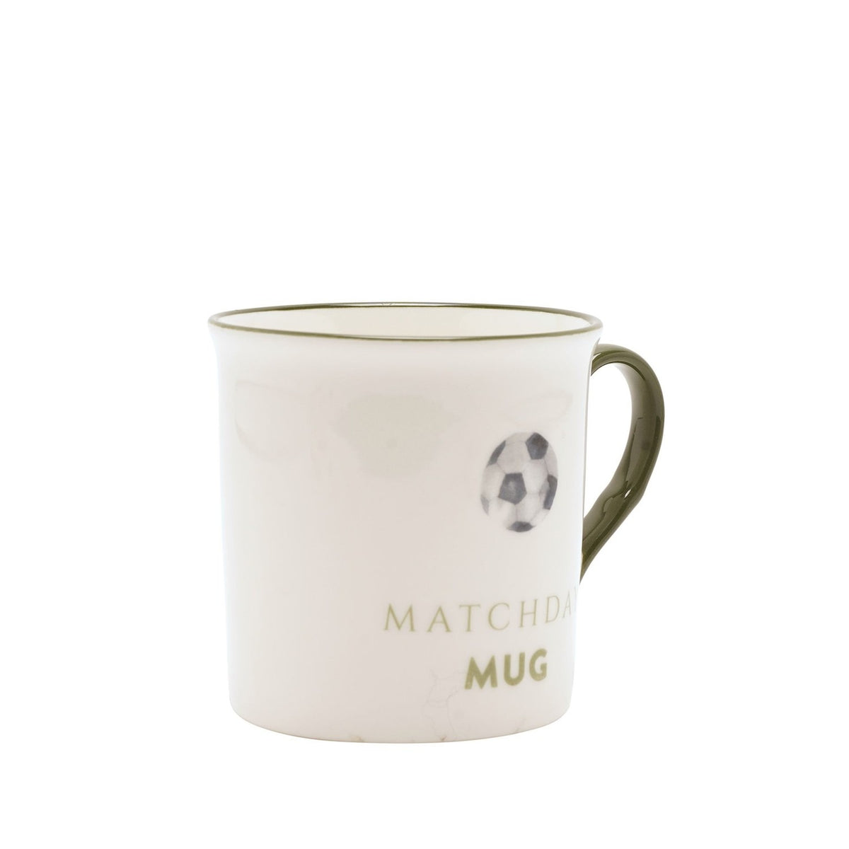 Matchday Football Porcelain Mug with Green Trim - Cream