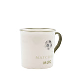 Matchday Football Porcelain Mug with Green Trim - Cream