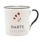 Darts Legend Porcelain Mug with Black Rim and Handle - White