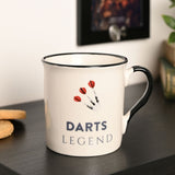 Darts Legend Porcelain Mug with Black Rim and Handle - White