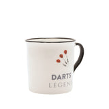 Darts Legend Porcelain Mug with Black Rim and Handle - White