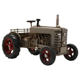 Tractor Metal Wine Bottle Holder with Red Wheel Hubs - Grey