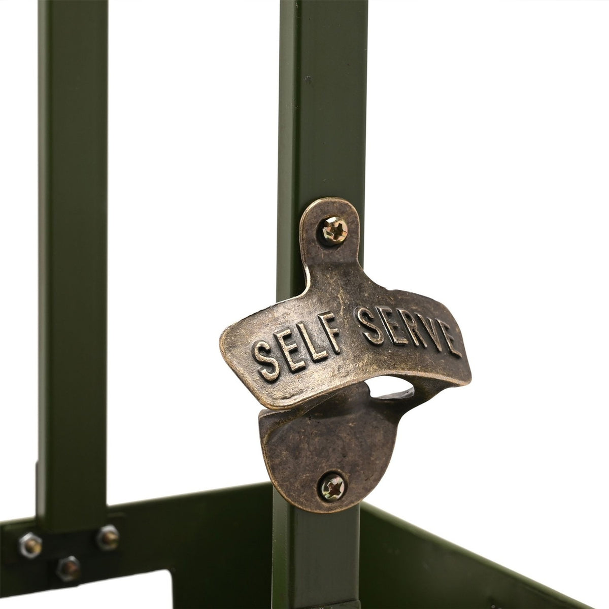 4X4 Metal Beer Caddy with Bottle Opener and Handle - Green