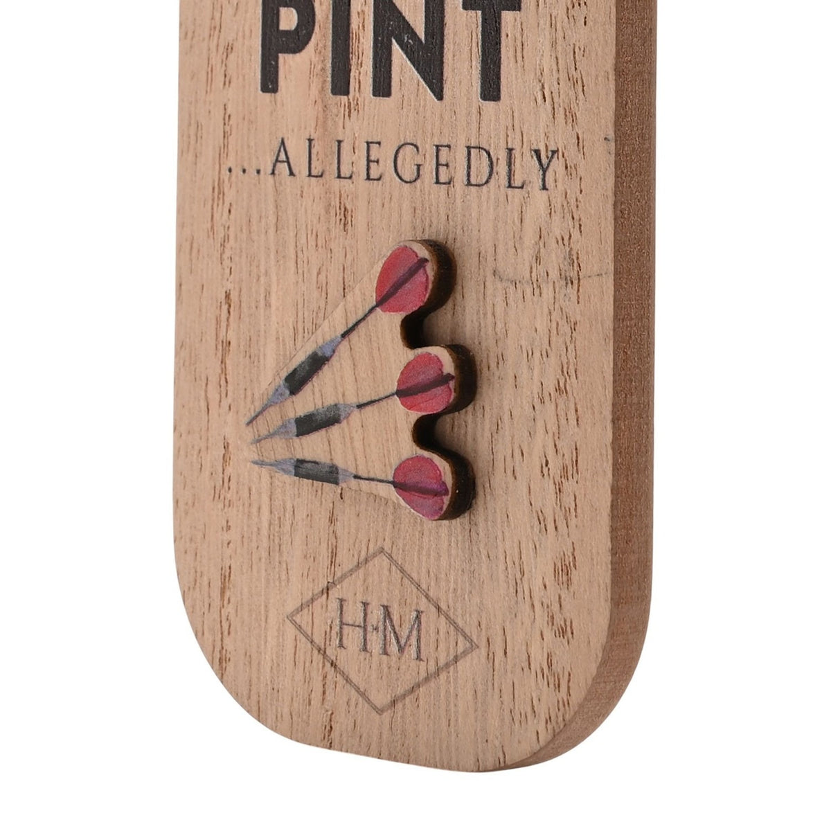 Darts Magnetic Wooden Bottle Opener with Slogan - Natural