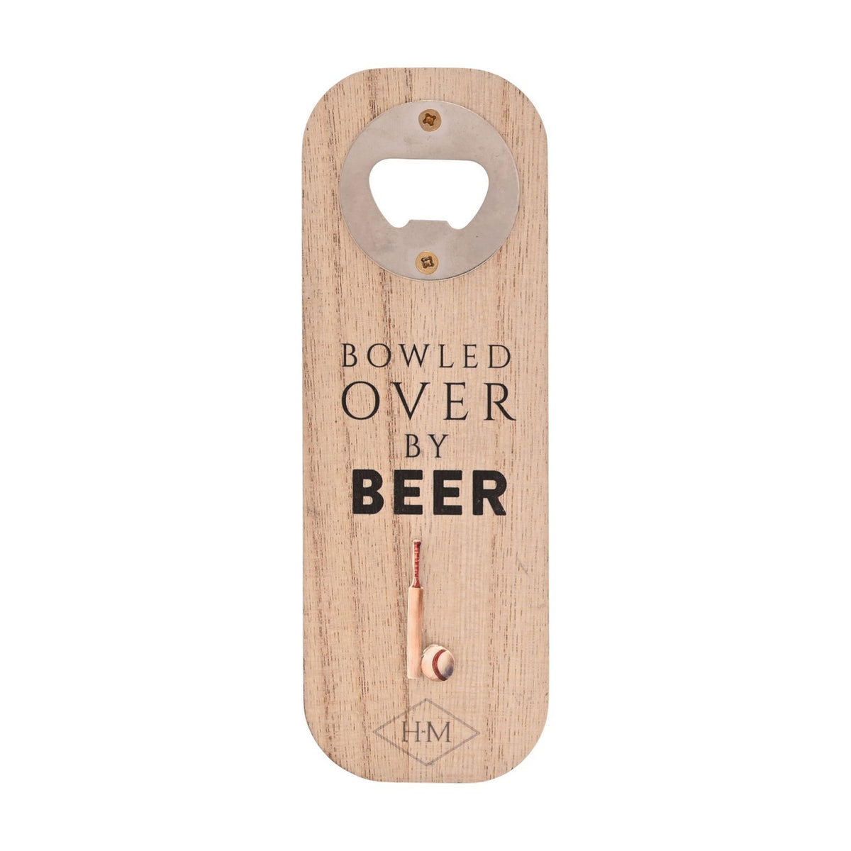 Cricket Bat and Ball Magnetic Wooden Bottle Opener - Natural