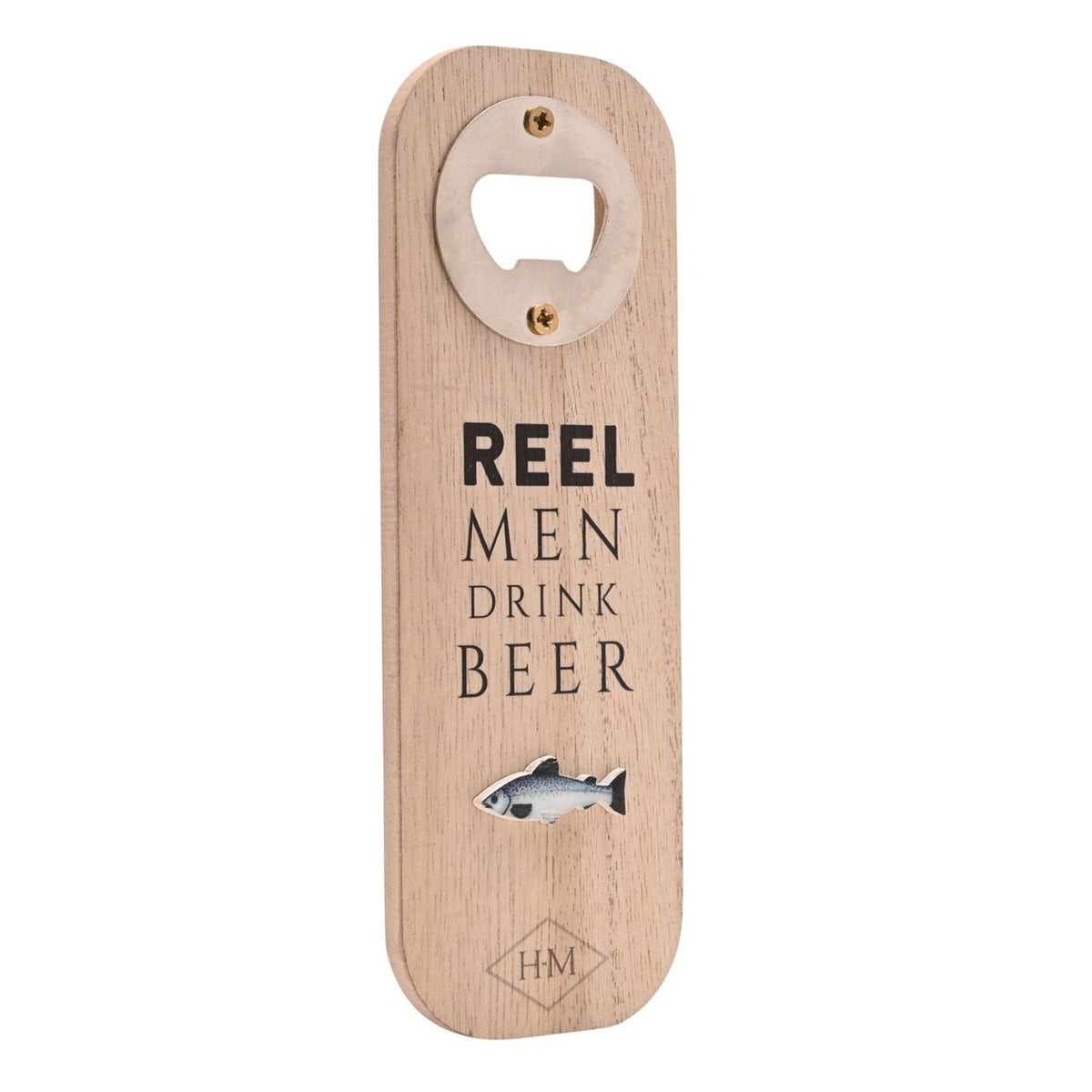 Fishing Beer Slogan Magnetic Wooden Bottle Opener - Natural