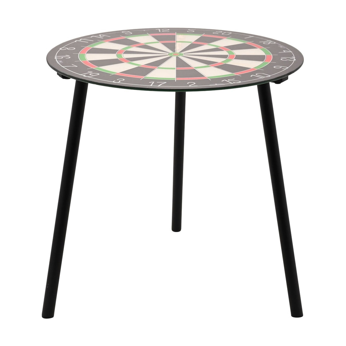 Dartboard Tempered Glass Side Table with Three Legs - Black