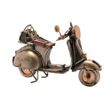 Retro Scooter Metal Ornament Figurine in antique bronze and copper, featuring a round headlamp, handlebar mirrors, copper seat and rear bag detail, shown on a plain white background.