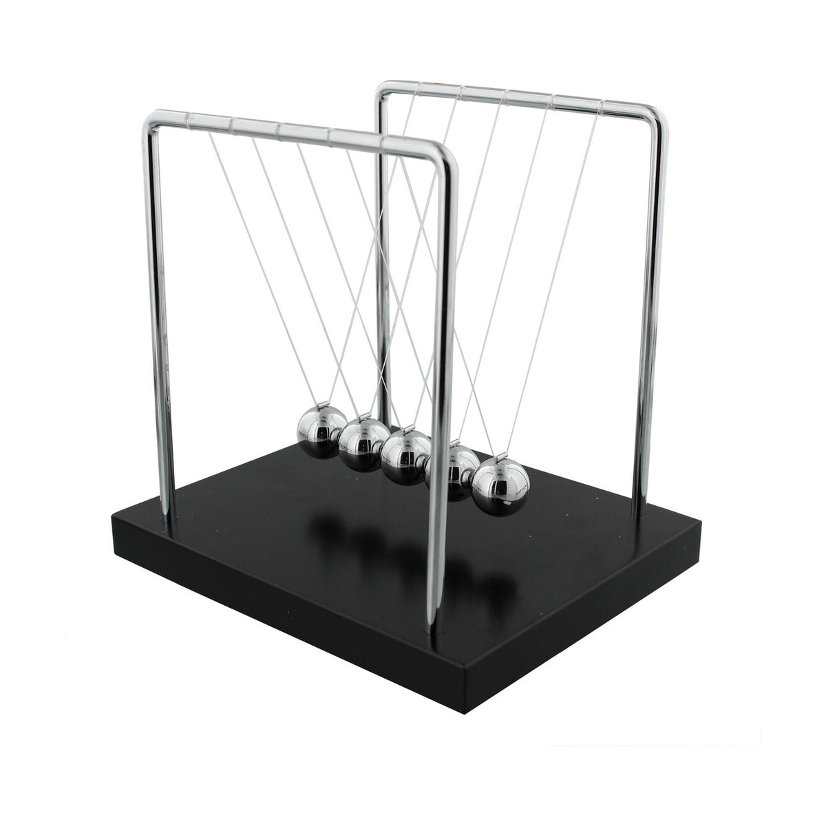Swinging Five Ball Newton's Cradle with Black Base - Silver