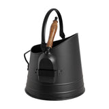 Black Coal Bucket with Teak Handle Shovel – Black