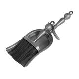 Hill Interiors hearth tidy companion set shovel and brush with turned handles and antique pewter effect finish, shown on a plain white background.