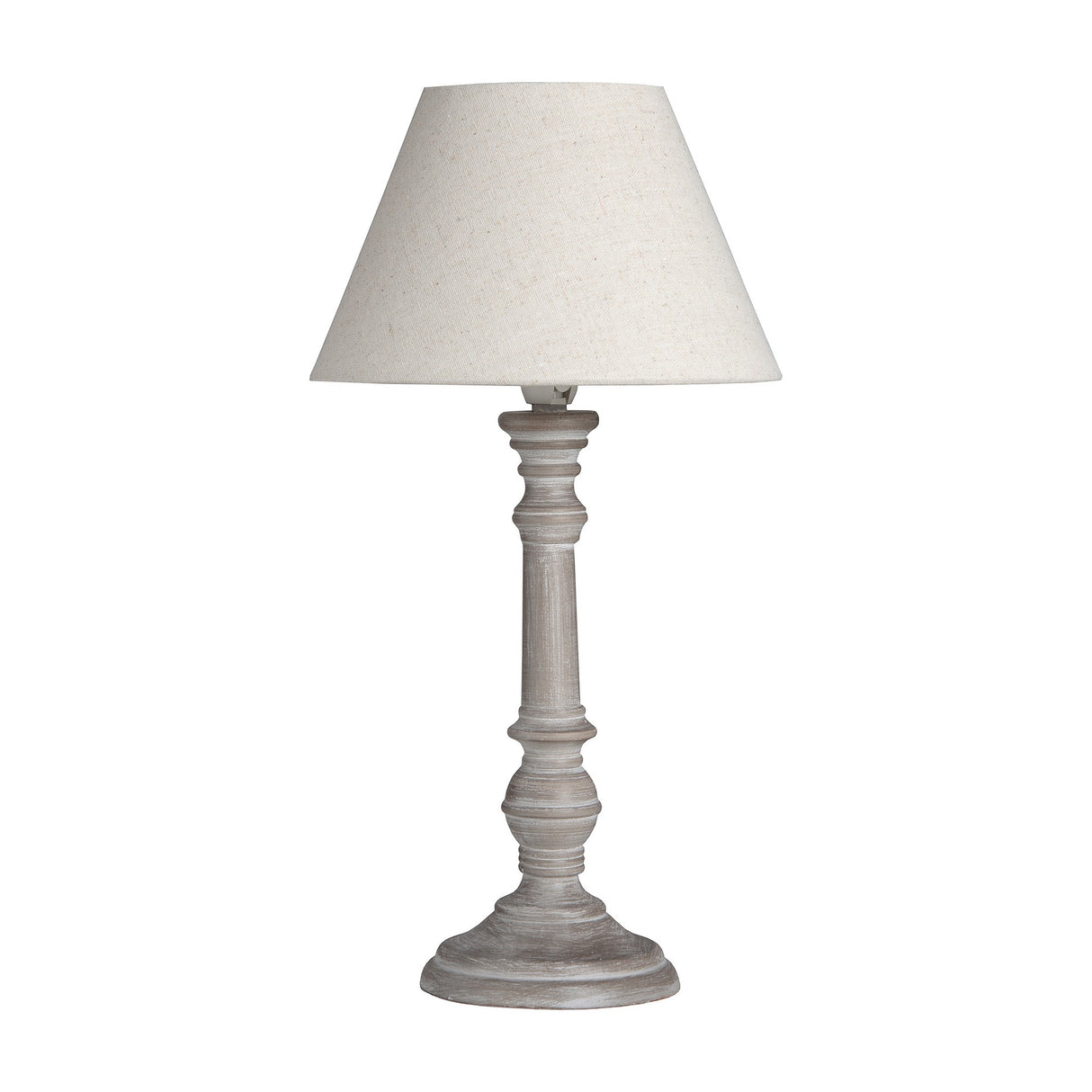 Wooden Table Lamp with Beige Shade – Beige