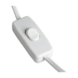 Close-up of a white inline rocker switch on a white cable, shown against a plain white background.
