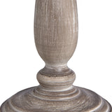 Close-up of the Hill Interiors Wooden Table Lamp base in beige, showing the turned wood profile, matte finish, and subtle grain against a white background.
