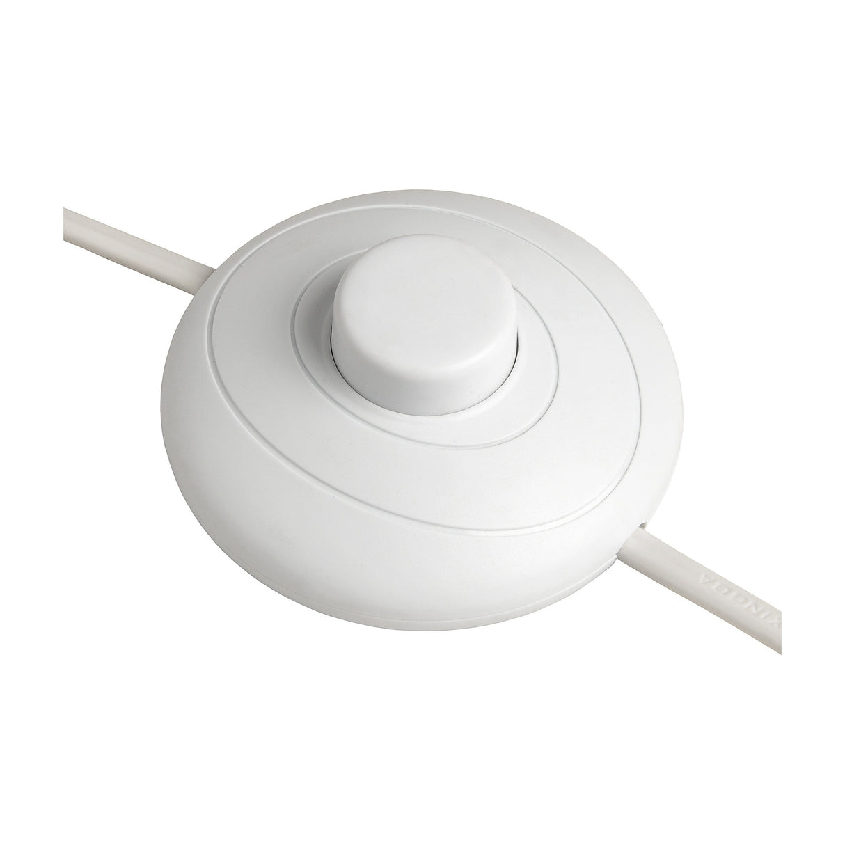 Round white plastic inline foot switch on a white cord, shown against a plain white background.