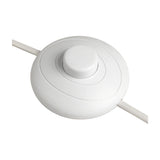 Round white plastic inline foot switch on a white cord, shown against a plain white background.