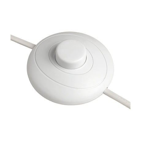 Round white plastic inline foot switch on a white cord, shown against a plain white background.